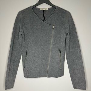 LOFT Gray Knit Moto Style Jacket Size M